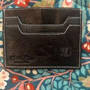 Vintage Christian Dior black leather card holder